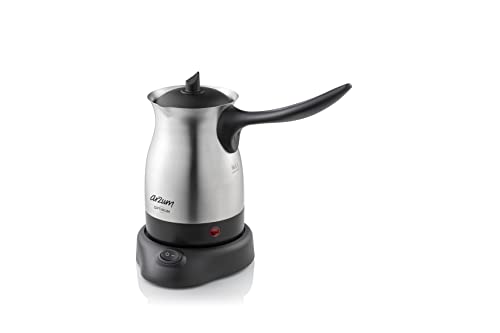 ARZUM Cezve Electric Turkish Coffee Maker, Stainless Steel, Boil-Dry Protection, Lid for Extra Protection, Cordless Use, 1 to 4 cups, 120V, 3-pin US-plug, 800W