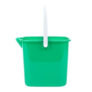 Restaurantware RW Clean 3 Quart Cleaning Bucket 1 Detergent Square Bucket - with Measurements Built-in Spout and Handle Green Plastic Utility Bucket for Home Or Commercial Use (Pack of 2)