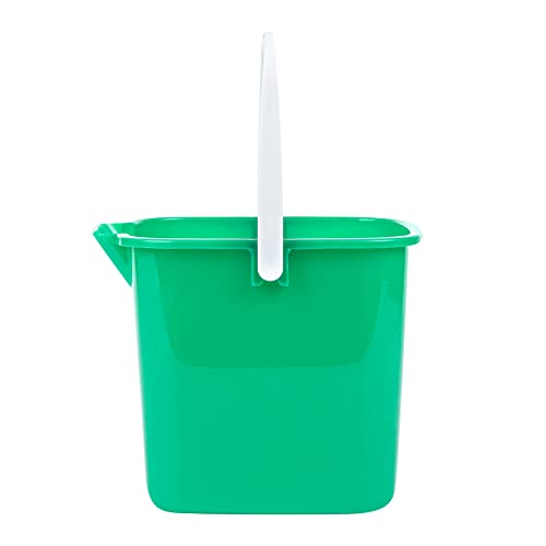 Restaurantware RW Clean 3 Quart Cleaning Bucket 1 Detergent Square Bucket - with Measurements Built-in Spout and Handle Green Plastic Utility Bucket for Home Or Commercial Use (Pack of 2)