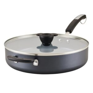 farberware disney monochrome ceramic cookware nonstick saute pan with lid and helper handle, dishwasher safe, 4.5 quart - black