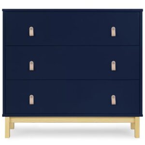 Delta Children babyGap Legacy 3 Drawer Dresser with Leather Pulls and Interlocking Drawers, Navy/Natural