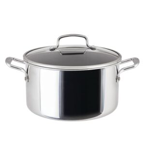 circulon c1 series clad stainless steel with scratchdefense technology cookware nonstick induction stockpot with lid, metal utensil safe, 8 quart - polished stainless steel