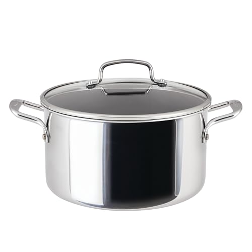 Circulon C1 Series Clad Stainless Steel with ScratchDefense Technology Cookware Nonstick Induction Stockpot with Lid, Metal Utensil Safe, 8 Quart - Polished Stainless Steel