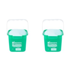 restaurantware rw clean 3 quart cleaning bucket 1 detergent square bucket - with measurements built-in spout and handle green plastic utility bucket for home or commercial use (pack of 2)