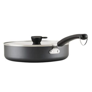 Farberware Disney Monochrome Ceramic Cookware Nonstick Saute Pan with Lid and Helper Handle, Dishwasher Safe, 4.5 Quart - Black