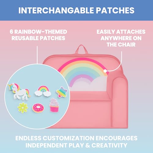 Delta Children Mix & Match Cozee Kids Chair with Interchangeable Patches, Rainbow