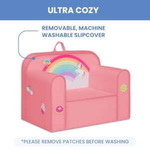 Delta Children Mix & Match Cozee Kids Chair with Interchangeable Patches, Rainbow