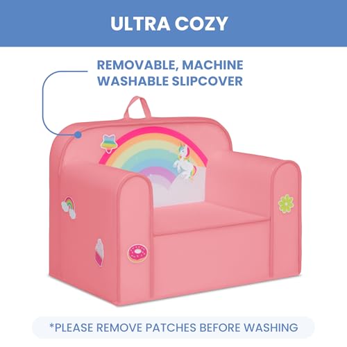 Delta Children Mix & Match Cozee Kids Chair with Interchangeable Patches, Rainbow