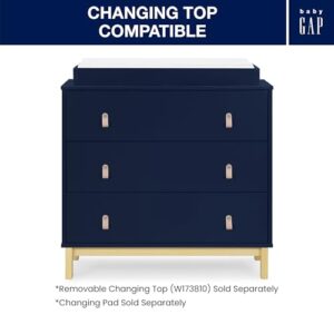 Delta Children babyGap Legacy 3 Drawer Dresser with Leather Pulls and Interlocking Drawers, Navy/Natural