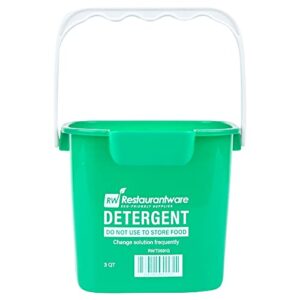 Restaurantware RW Clean 3 Quart Cleaning Bucket 1 Detergent Square Bucket - with Measurements Built-in Spout and Handle Green Plastic Utility Bucket for Home Or Commercial Use (Pack of 2)