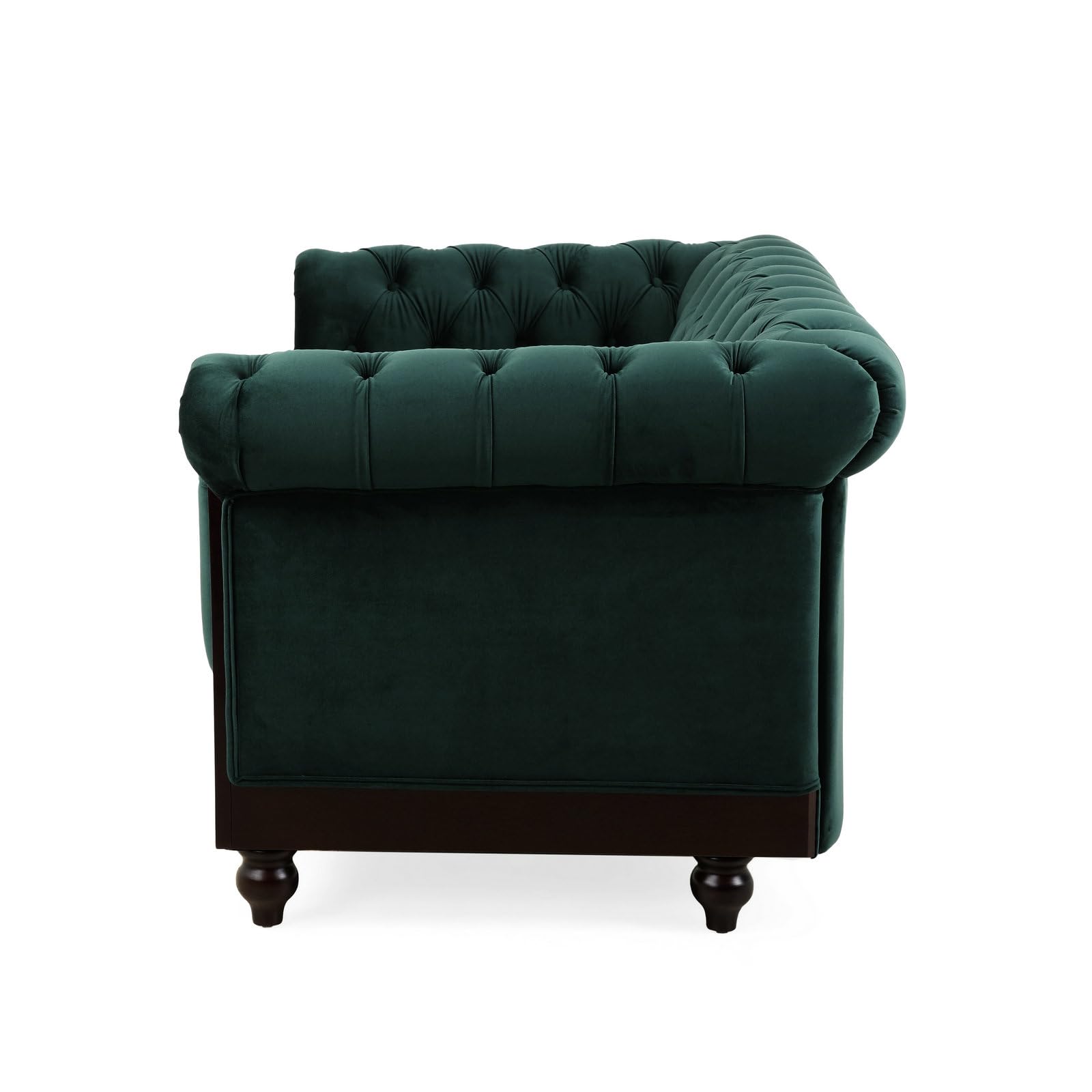 LUMISOL Chesterfield Velvet Loveseat Sofa with Tufted Button, Rolled Arm Dutch Plush Upholstered Sofa Couch, 2 Seater Sofa Couch Furniture for Living Room Apartment Office, Forest Green