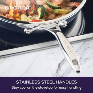 Circulon C1 Series Clad Stainless Steel with ScratchDefense Technology Cookware Nonstick Induction Frying Pan/Skillet with Lid, Metal Utensil Safe, 12.5 Inch Fry Pan - Polished Stainless Steel