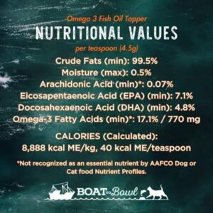 Boat to Bowl Wild Alaskan Omega-3 Fish Oil Flavor Food Topper Vitamins & Supplement for Cats and Dogs | 4oz