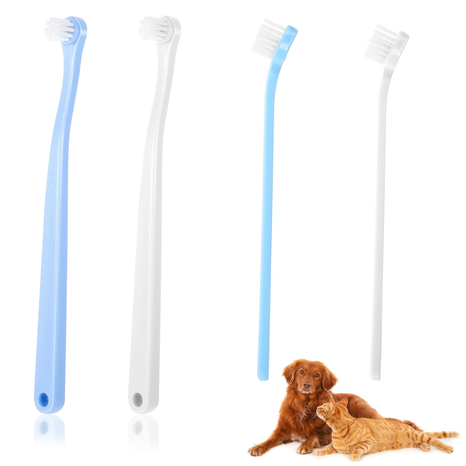 Teaaha 4 Pack Small Dog Toothbrush Super Soft Round&Pointed Puppy Tooth Brush with Soft Bristles for Dogs Cats and Kittens Teeth Cleaning & Protecting, Pet Dental Convenient Care Tooth Brushing Kit