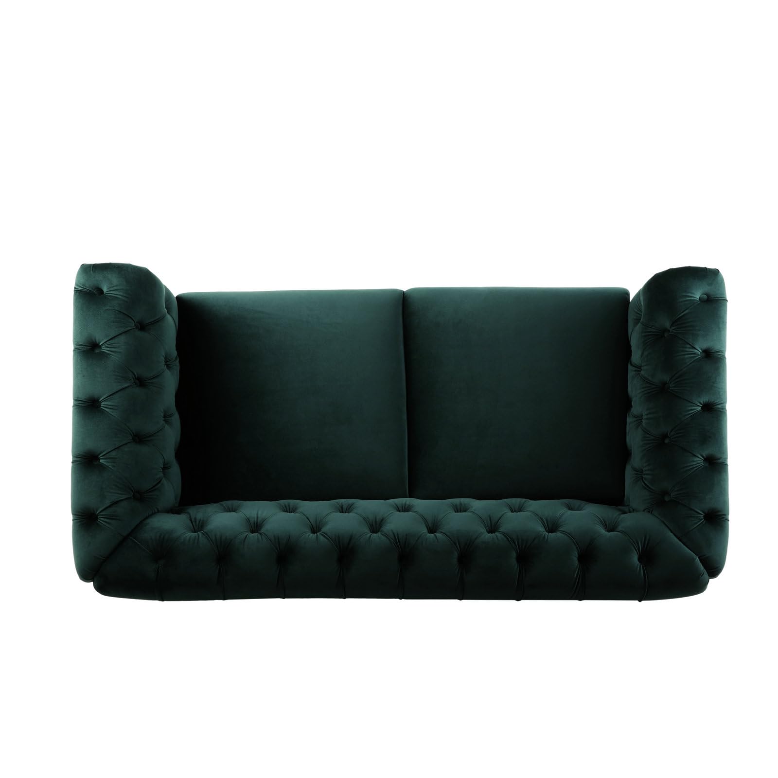 LUMISOL Chesterfield Velvet Loveseat Sofa with Tufted Button, Rolled Arm Dutch Plush Upholstered Sofa Couch, 2 Seater Sofa Couch Furniture for Living Room Apartment Office, Forest Green