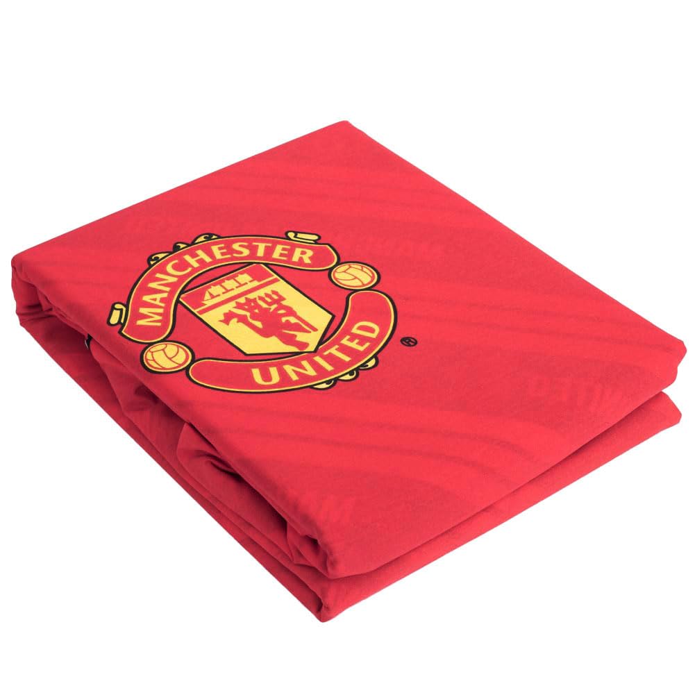 FOCO Officially Licensed Manchester United FC Football Core Stripe Double Duvet Cover Bedding Set