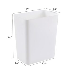 Kiddream 3 Pack 4.5 Gallon Deskside Wastebasket, Plastic Slim Trash Can, White