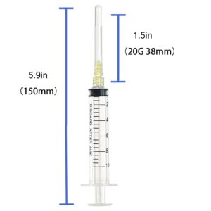 100Pcs 10ml Syringe with 20Ga 1.5 inch for Scientific Labs,Liquids Refilling and Measuring,Individually Wrapped.