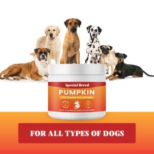 3-in-1 Pumpkin Powder for Dogs (16 oz) - with Organic Pumpkin, Pumpkin Seed, & Apple, All Natural Dog Digestive Support, Great Balance of Soluble and Insoluble Fiber for Dogs, 60 Scoops