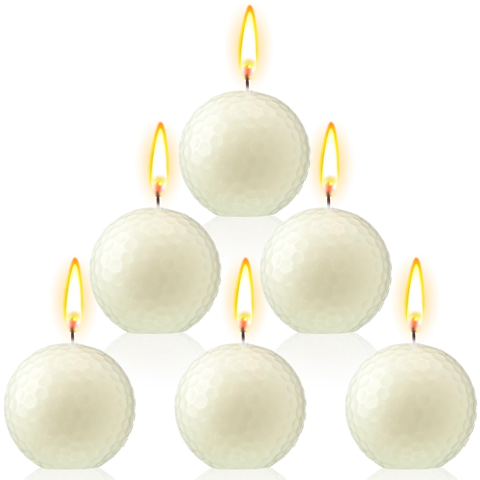 MTLEE 6 Pcs Golf Ball Candles White Ball Pillar Candles Golf Candle for Birthday Cake Aromatherapy Stress Relief Candle Golf Candles for Birthday Decorations Home Decor Gift