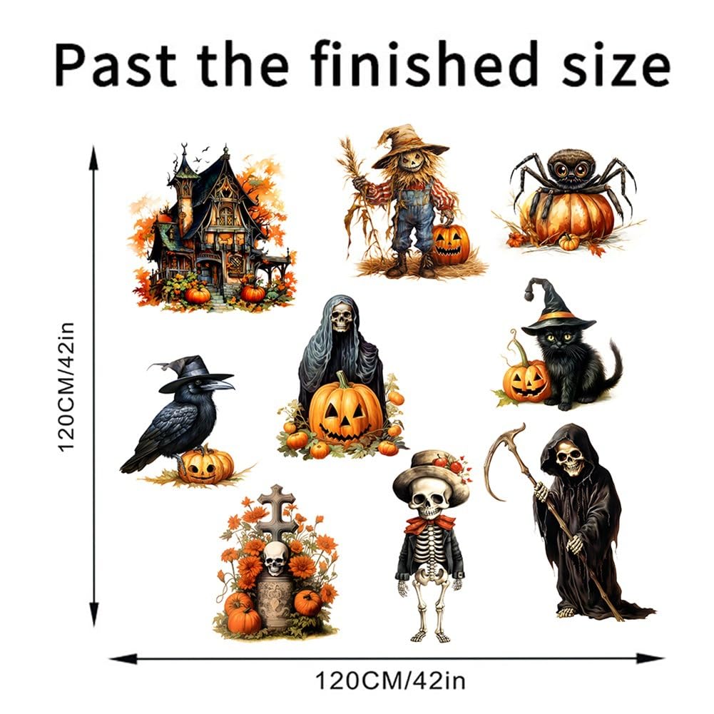 Mirabuy Halloween Wall Stickers Witch Bats Pumpkin Crow Spooky Castle Scarecrow Wall Decals for Halloween Decorations, MB-Halloween-Sticker-1