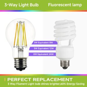 XIAOKALAMI Three Way Light Bulbs,A19,E26,3 Way Led Light Bulbs,3CCT Color Changing Light Bulbs(2700K/4000K/5000K),30 50 80W Equivalent, 3 Way Light Bulbs for Reading, Work, Home Lighting. 2Pack