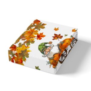 Thanksgiving Autumn Duvet Cover Set King Size,Gnome Fall Harvest Pumpkin Bedding Set,Boys Girls Room Decor,Turkey Maple Leaves Comforter Cover,Orange Quilt Cover,2 Pillowcases(No Comforter)