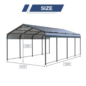 OC Orange-Casual 12 x 20 FT Metal Carport, Outdoor Heavy Duty Steel Canopy, Garage Car Shelter Shade with Metal Roof, Outdoor Car Tent for Car,Truck and Boats