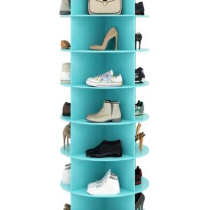 Toemics 7 Tier Rotating Shoe Rack Tower 28 Shelves, 360° Spinning Display Lazy Susan Organizer, Carousel for Shoes & Handbags, Easy Assembly, Includes 4 PCS Double-Layer Shoe Racks, Green