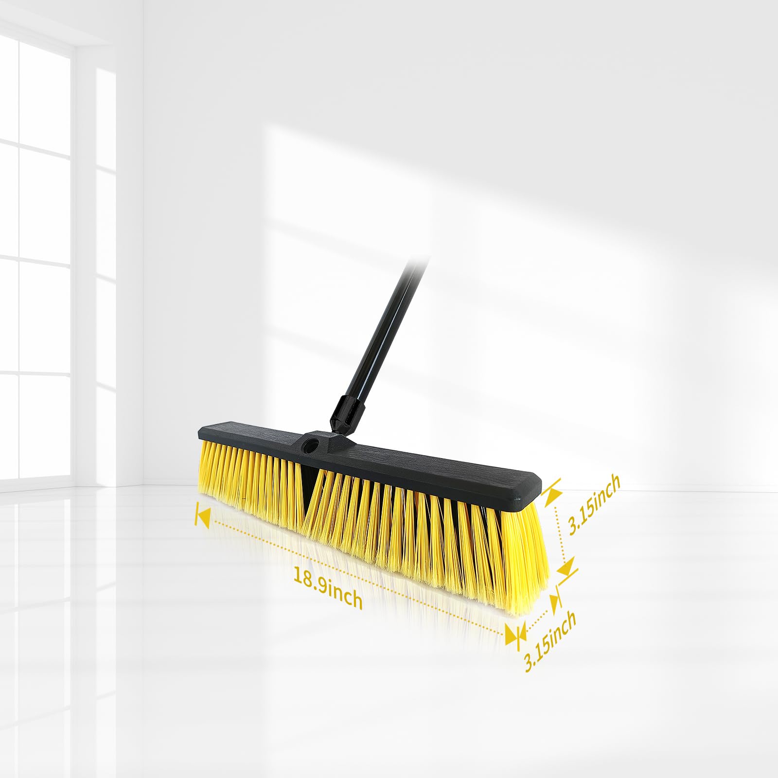 FRAXIR Push Broom Head Outdoor Large Stiff Bristle Broom Head - Excellent Cleaning Performance - Easy Installation Broom Head(18 inches)