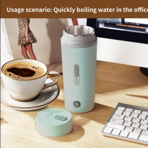 110V Constant Temperature Electric Cup, Quickly Heated to Boiling, Small Electric Heater Intelligent Heating Anti Dry Burning can Brew Coffee and Milk (Light Green)