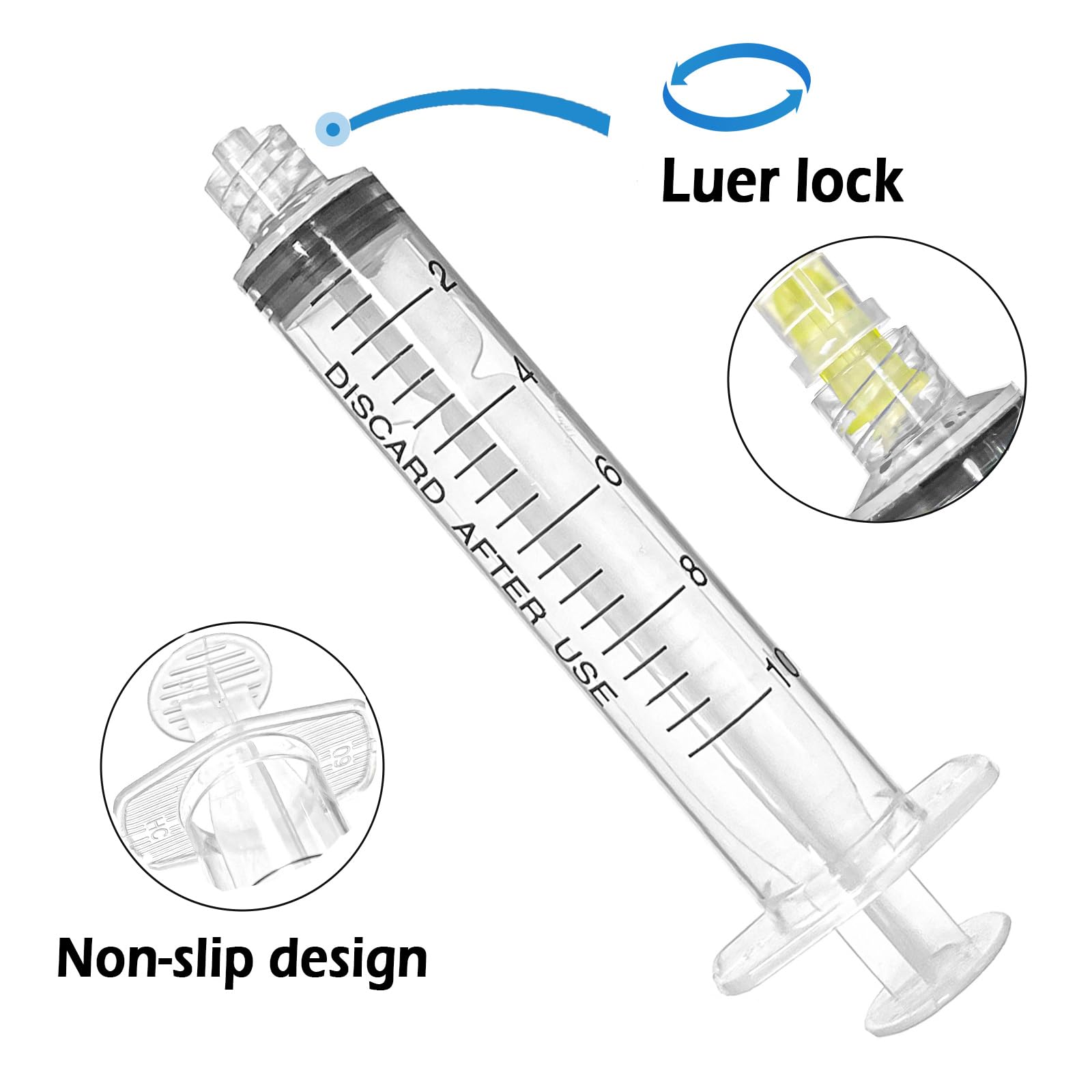 100Pcs 10ml Syringe with 20Ga 1.5 inch for Scientific Labs,Liquids Refilling and Measuring,Individually Wrapped.