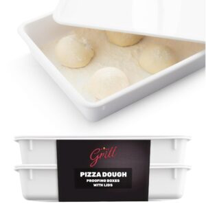 Hans Grill 2-Piece BPA Free Plastic Dough Proofing Box | Pizza Proofing Box, Bread Proofing Box | Stackable, with Covers, with Lid | Premium Quality (2 Pack Large)