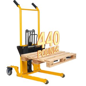 vishomeyard pallet truck trolley, lift table, 440 lbs 35.4“ max lift with 8” wheels, swivel casters, hand forklift