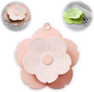 generic 4pcs,anti-odor petal hair drain catcher, 7"" silicone hair stopper drain cover for shower, protector silicone bathtub, easy to install suit for bathroom,bathtub,kitchen and sink (pink)