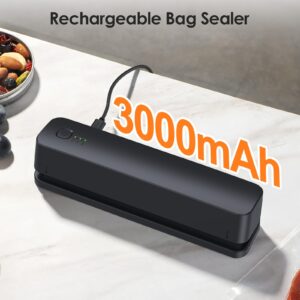 FEPPO Bag Sealer, 3000mAh Rechargeable Mini Bag Sealer with 6.2" Heating Strip, Chip Bag Sealer Heat Seal Portable 3 Adjustable Gears Quick Heat Sealer for Chips Snacks Candies Bags Food Storage