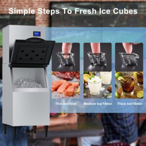 COTLIN Commercial Ice Machine Maker 500Lbs/24H with 350Lbs Storage Bin, 22" Industrial Ice Maker Ice-Ready in 8-15mins, SECOP Compressor, Cube Ice Maker Machine for Bar/Restaurant/Cafe