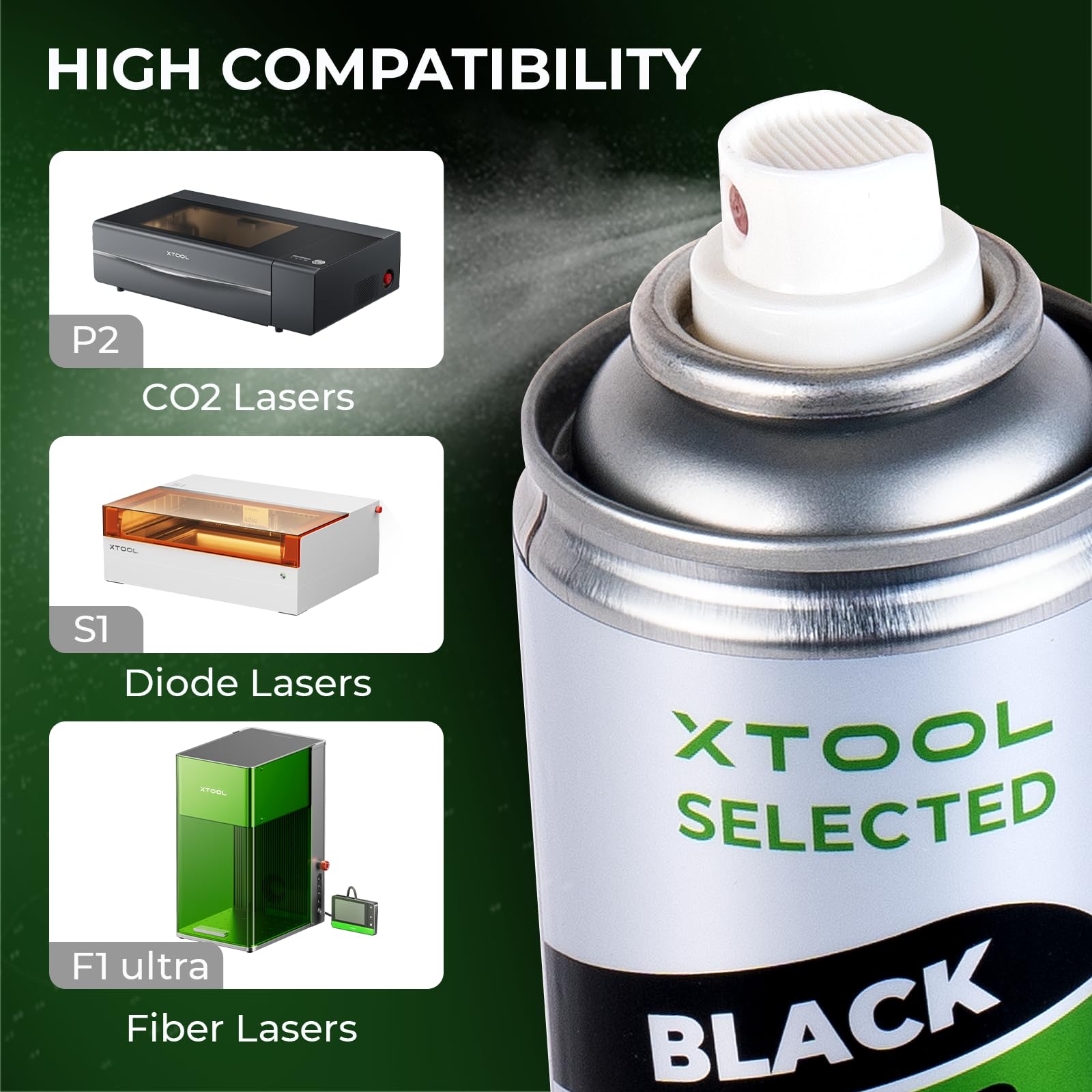 xTool Black Laser Marking Spray, 8.5 oz High Contrast Permanent Black Markings for CO2, Fiber, and Diode Laser Engravers