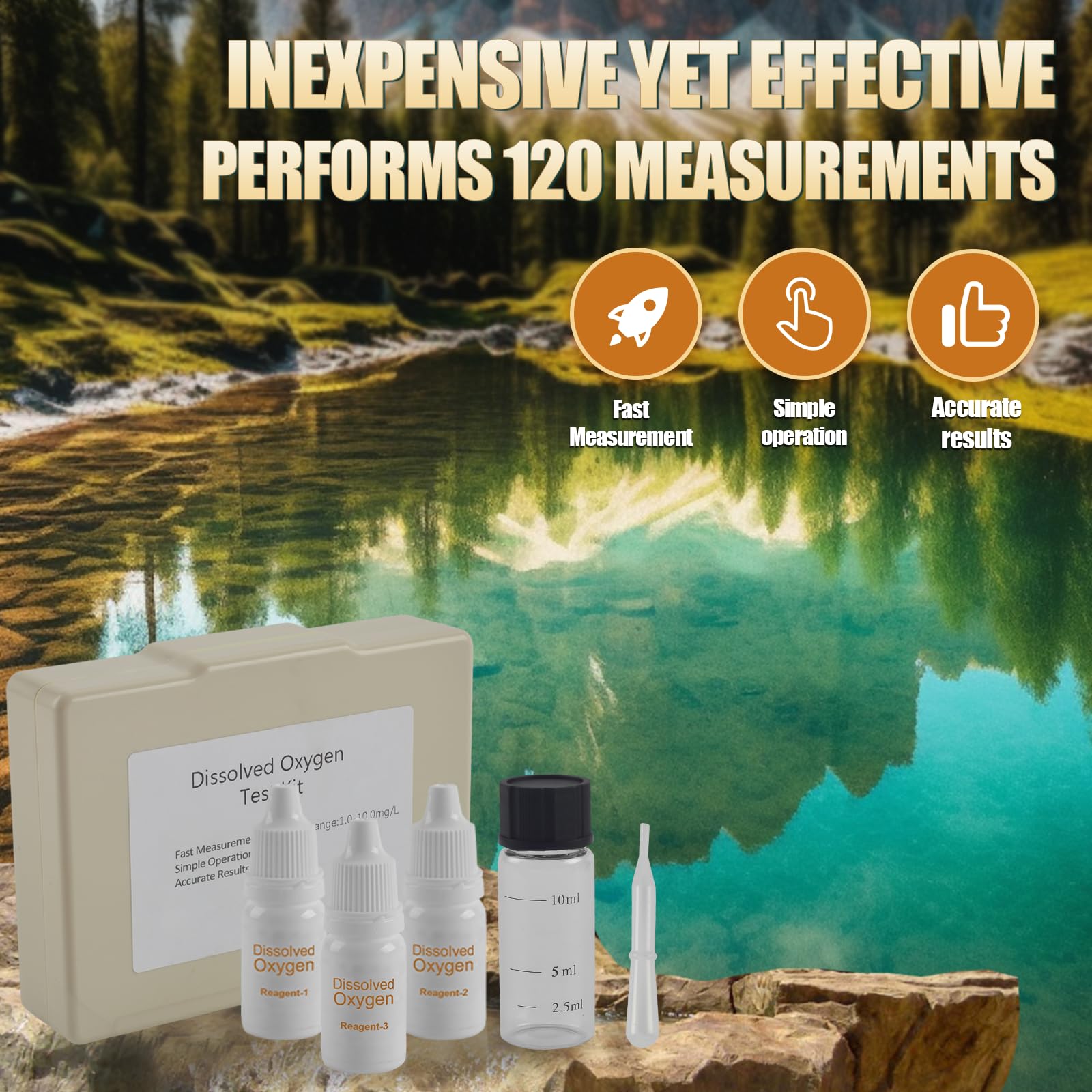 Dissolved Oxygen Test Kit - Accurate Water Testing for Freshwater, Saltwater Aquariums, Ponds, Sewage, etc. - All-in-One Solution, Quick and Easy Results