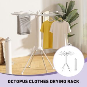 crystine Laundry Racks for Drying Clothes Octopus Cylinder Portable Clothes Rack with Four Wheels and 16 Drying Rods Space Saving Drying Rack, Suitable for Balcony, Bedroom, Indoor and Outdoor (Grey)