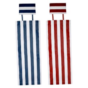 Hperu Patio Chair Replacement Fabric,Patio Chair Replacement Fabric, Folding Sling Chair Replacement Fabric with Pillowcase, Red and White Stripes Sling Chair Replacement Fabric 45x17