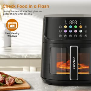 Air Fryer 11-in-1, Large 5.8 QT Airfryer with Easy View Windows, MAX 450℉ for Crispy, 85% Less Oil, Fast Roast, Preheat, Shake, Bake, Frozen, Non-Stick Basket for Easy Clean, With Professional Recipes