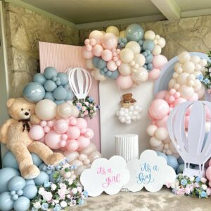 Gender Reveal Decorations,154pcs Pink Blue White Balloon Arch Garland Kit,Dusty Pink Dusty Blue White Sand Balloons For Boho Gender Reveal Oh Baby Shower Bear Birthday Party Decoration