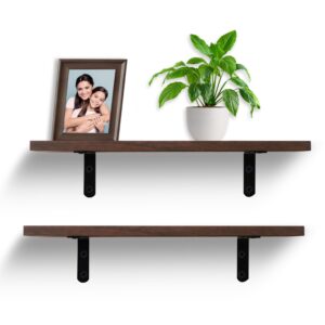 giaford wooden floating shelves set of 2,wall shelves for storage display and organization farmhouse shelf for bedroom, bathroom,living room and kitchen