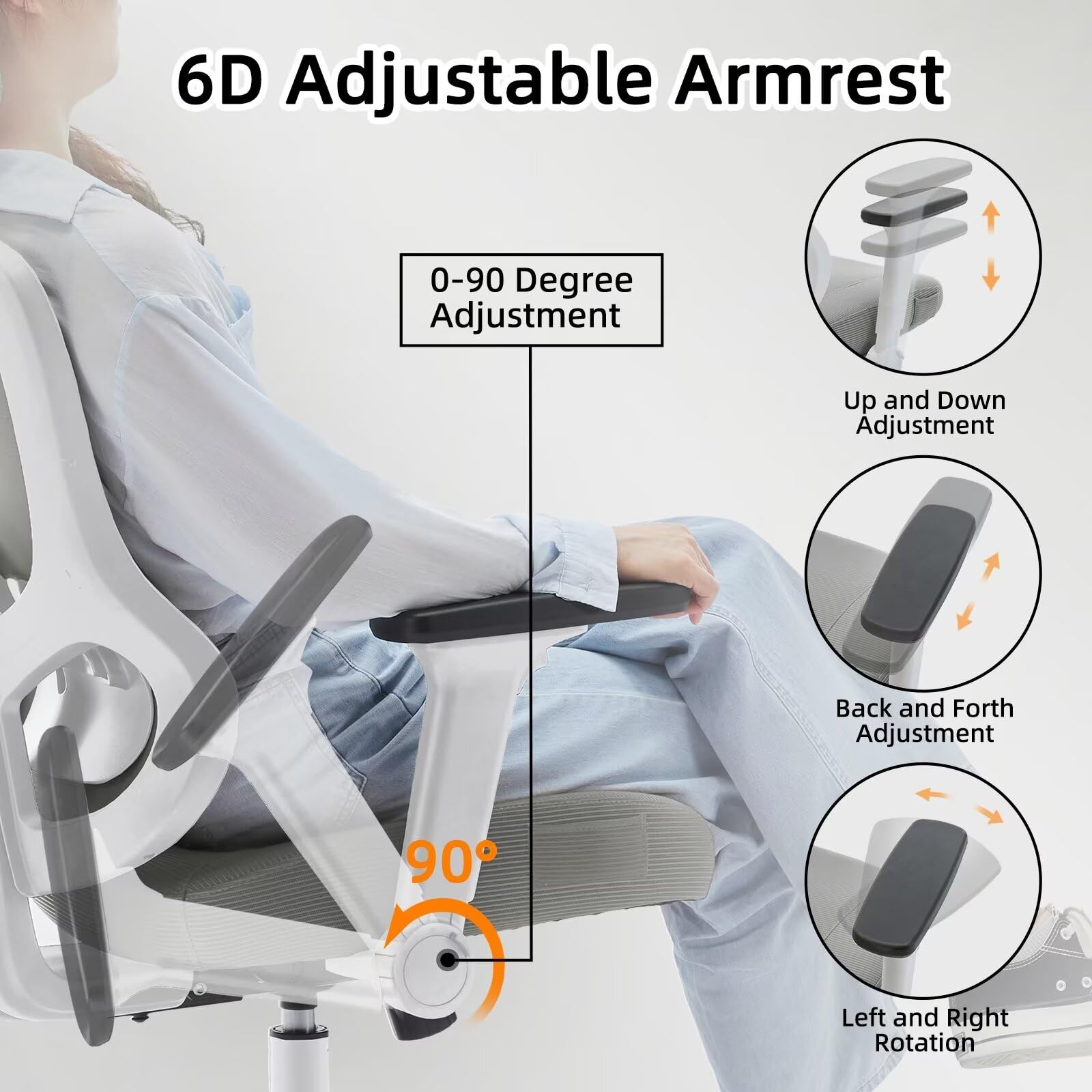 Ergonomic Office Chair Reclining Gaming Chair Adjustable Lumbar Support 4D Armrest 6D Headrest Breathable Mesh Swivel Computer Chairs Home Task Desk Chair Coat Hanger Tilt Lock (Pro, Grey)