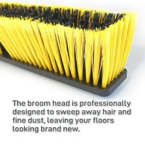 FRAXIR Push Broom Head Outdoor Large Stiff Bristle Broom Head - Excellent Cleaning Performance - Easy Installation Broom Head(18 inches)