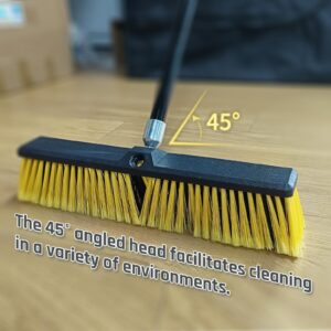 FRAXIR Push Broom Head Outdoor Large Stiff Bristle Broom Head - Excellent Cleaning Performance - Easy Installation Broom Head(18 inches)