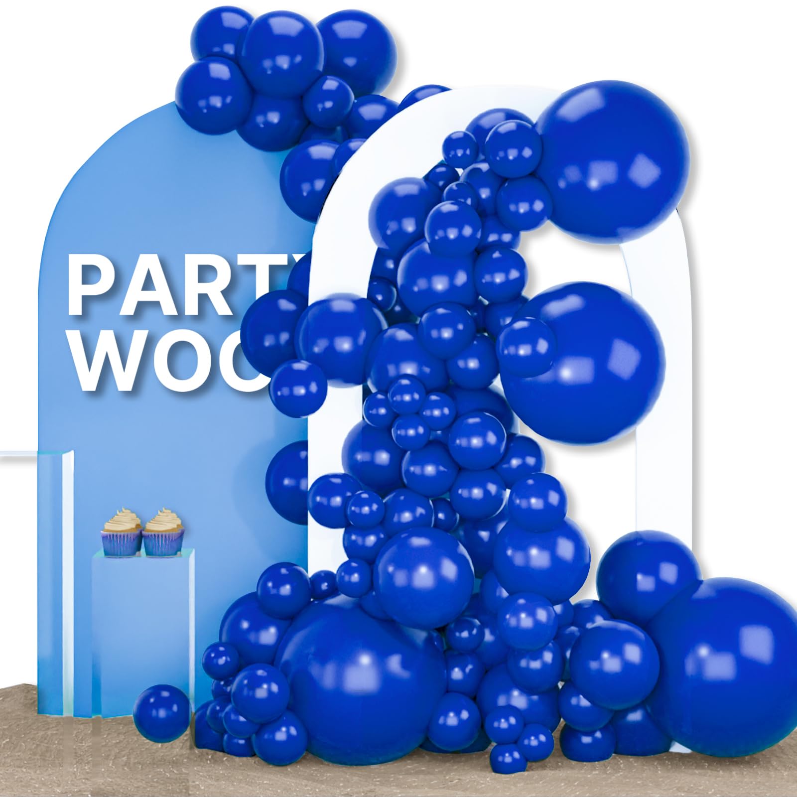 PartyWoo Royal Blue Balloons 155 pcs Blue Balloons Different Sizes Pack of 18 12 10 5 Inch Dark Blue Balloon Arch Kit Balloon Garland for Birthday Graduation Baby Shower Party Decorations Blue-Y59