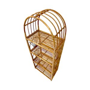 Generic Wicker Storage Shelf Bookcase, Rattan Boho Rack for Living Room, Bedroom, Dining Room, Kitchen, Entryway, Brown, WS131