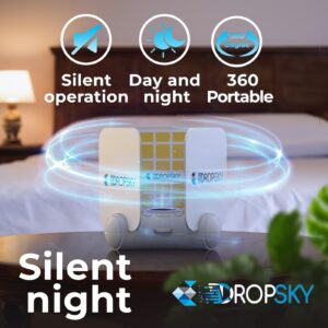 Dropsky 360 Portable Flying Insect Trap, Gnat Traps for House Indoor & Outdoor- Higher Coverage Blue Light Fly Trap- Get Rid of Flies- Safe for Pets & Kids- Fly Trap + 3 Glue Cards+ USB+Cable Charger​